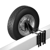 Qualward spare tire mount bracket on trailer tongue for secure installation.