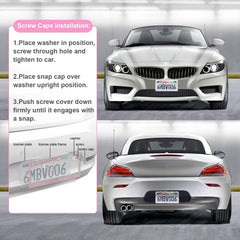 QUANQIUFEI pink license frame on car showcasing elevated style