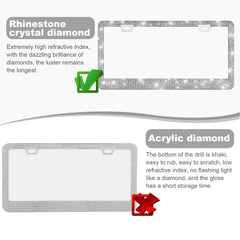 QUANQIUFEI license frame with crystal caps for elegant sparkle.