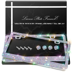 QUANQIUFEI bling license plate frame overview showing sparkle and durability