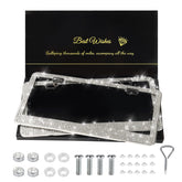 QUANQIUFEI bling license plate frame with white sparkle enhances car style.