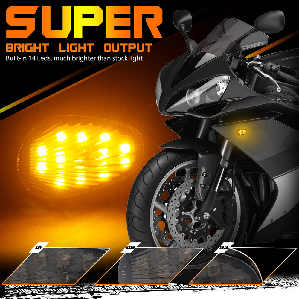 QUASCO smoked lens indicator for Yamaha YZF-R3 improves night visibility