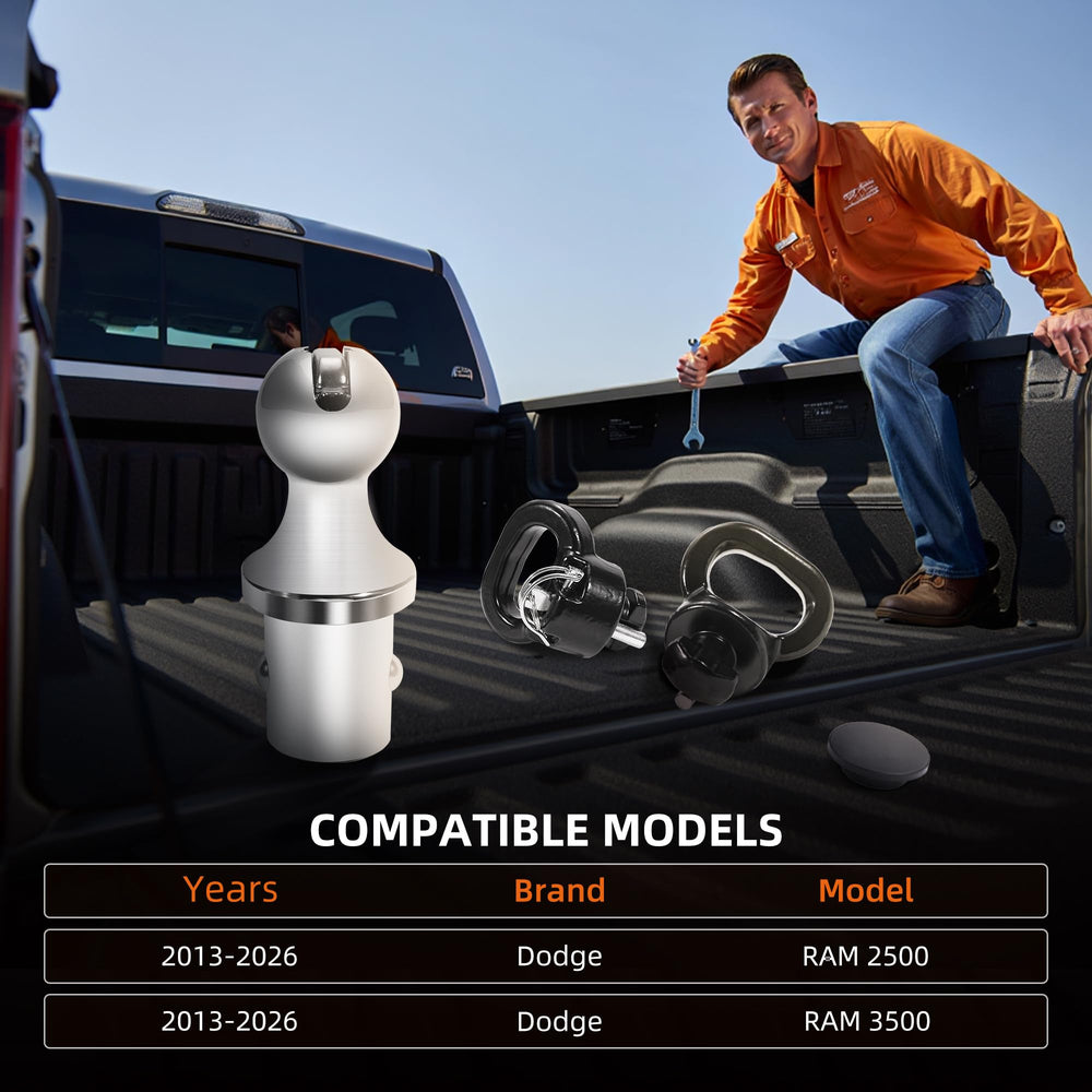 Queencar gooseneck ball 2-5/16 assembly shown, enables secure towing.
