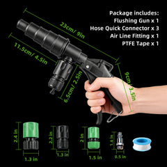 QUFYSK kit connects to garden hose and air line for effortless setup.