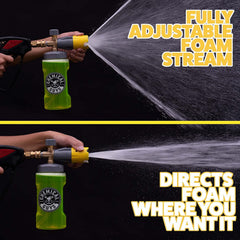 Easy quick-connect fittings simplify setup with most pressure washers.