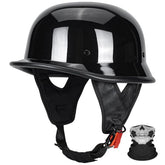 QUICKOOL DOT-certified German-style half helmet in gloss black for street riding.