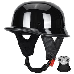 QUICKOOL DOT-certified German-style half helmet in gloss black for street riding.