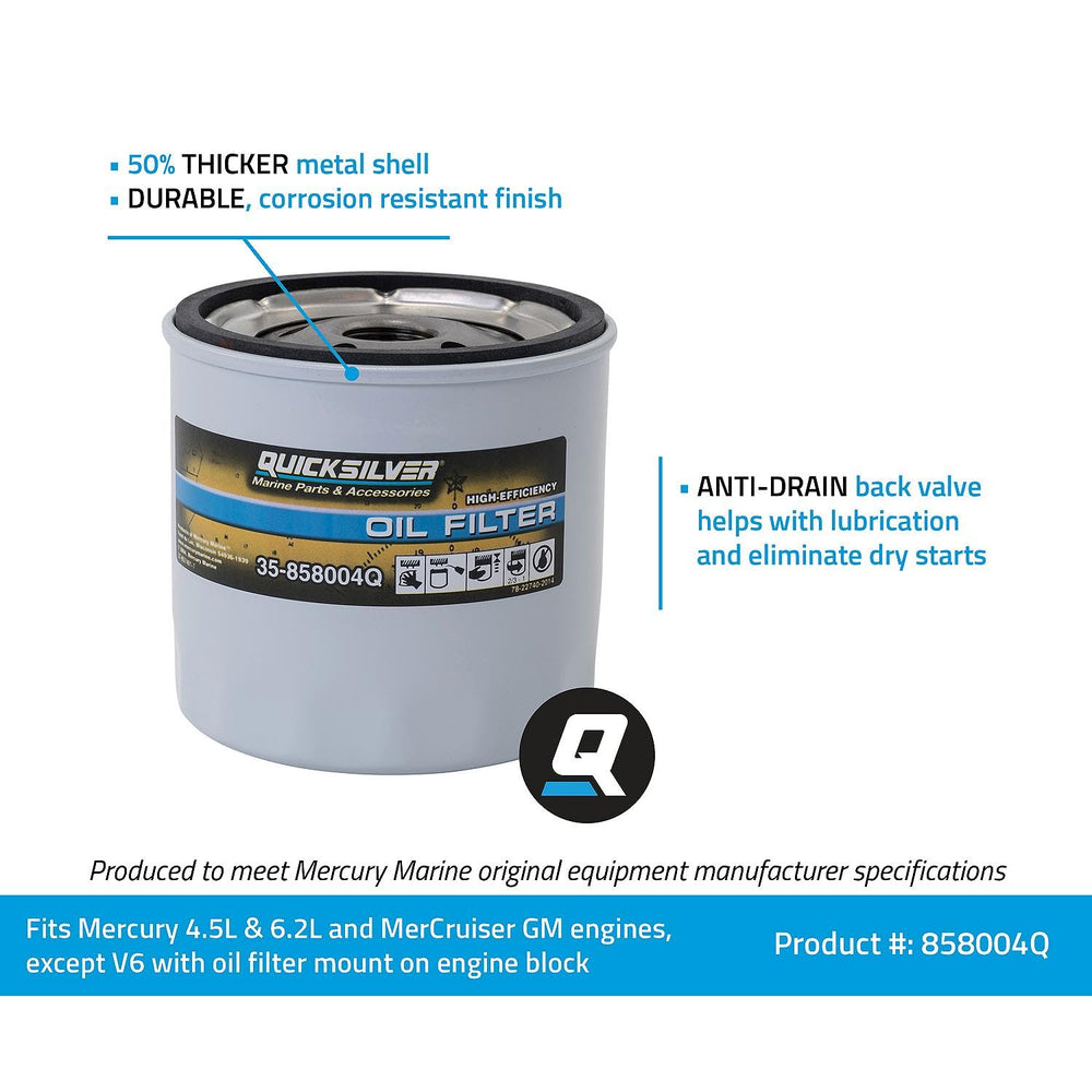 Quicksilver 858004Q engine startup protection reduces dry starts.