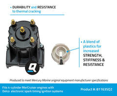Quicksilver distributor cap kit rotor close-up showing brass inserts resist corrosion.