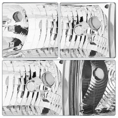 QLLUYTR headlight assembly, chrome housing close-up, shows precise fit and durable finish.