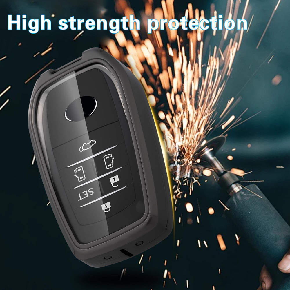 Qunzes key fob cover with heavy-duty keychain for Toyota Highlander protects fob while you drive.