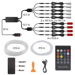 QVEVDACAR 236 inches of fiber optic tubing enable versatile layouts.