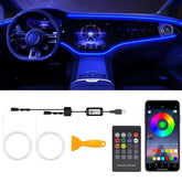QVEVDACAR dashboard ambient LED strip enhances car interior ambiance.