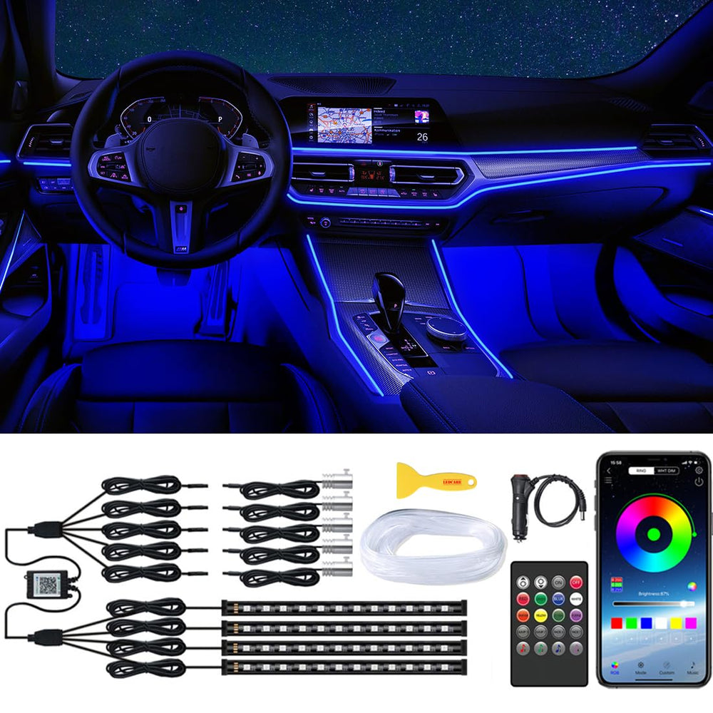 QVEVDACAR under dash lights illuminate the cabin with a sleek, customizable glow.