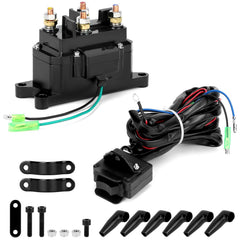 QWORK 12V 250A winch solenoid relay for ATV/UTV setups.