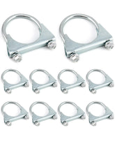 QWORK 2.5-inch galvanized U-bolt clamp closeup showing bright finish and durable steel