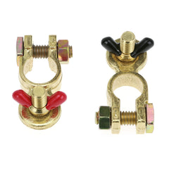 QWORK brass marine top-post negative terminal clamp for boats, reliable electrical connection.