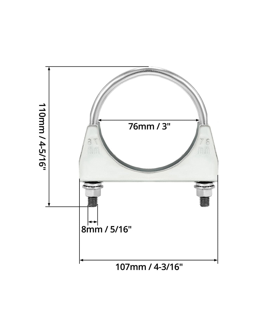 QWORK carbon steel muffler clamp offers heat and corrosion resistance