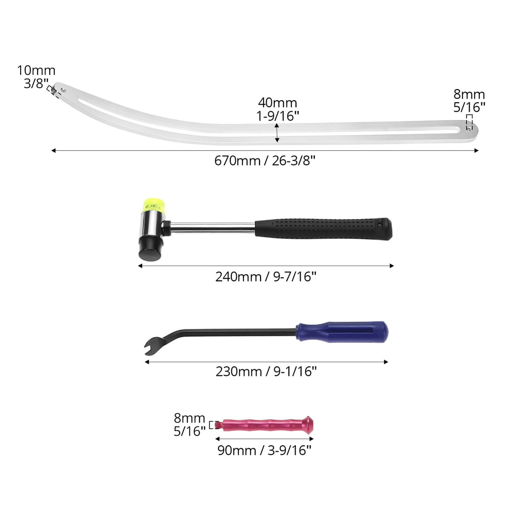 QWORK curved rods for fender repair offering controlled dent lifting