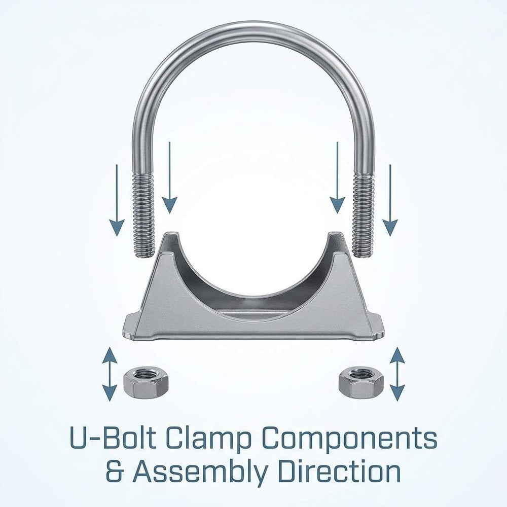 QWORK exhaust piping repair with galvanized U-bolt clamps in workshop