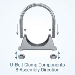 QWORK exhaust piping repair with galvanized U-bolt clamps in workshop