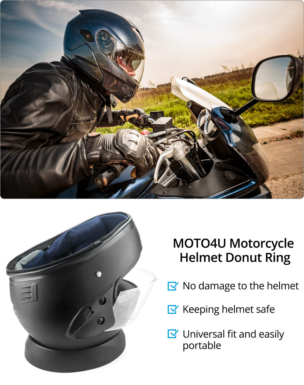 QWORK universal fit supports most helmets with stable resting placement.