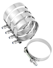 QWORK intake system hose clamp installed on radiator hose for secure fit.