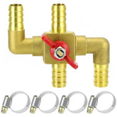QWORK solid brass 5/8-inch 4-way valve for durable automotive flow control.