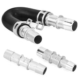 QWORK aluminum engine heater core bypass kit close-up shows durable construction.