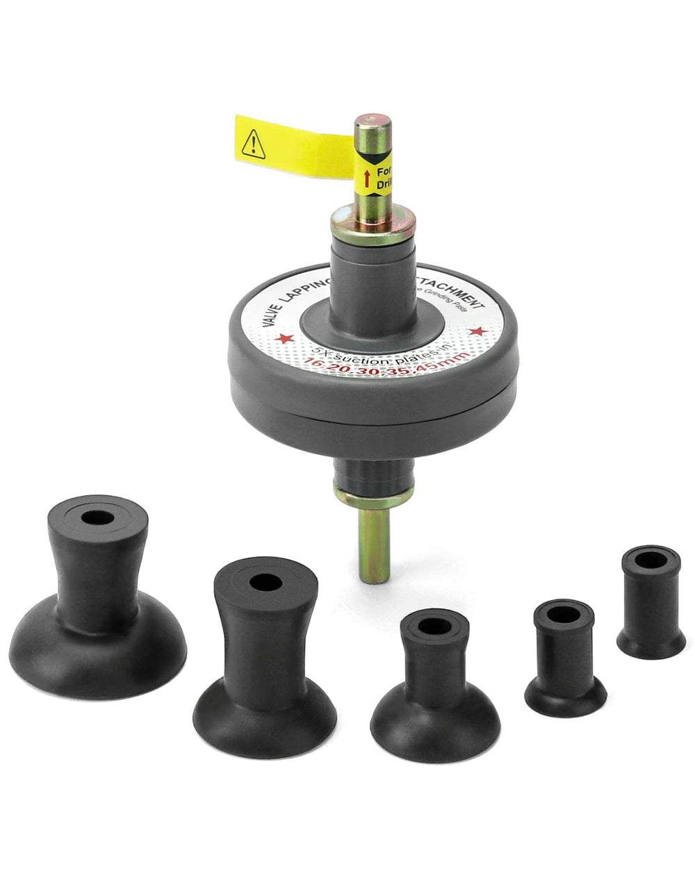 QWORK valve lapping tool in use with power drill for finish.