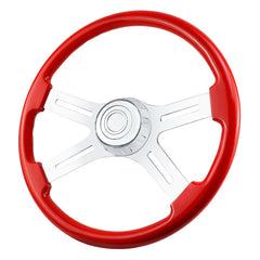 QYMOPAY 18-inch wooden steering wheel with lacquered finish for long-haul comfort