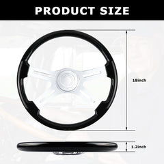 QYMOPAY chrome-plated aluminum 4-spoke wheel close-up shows durability and premium look.