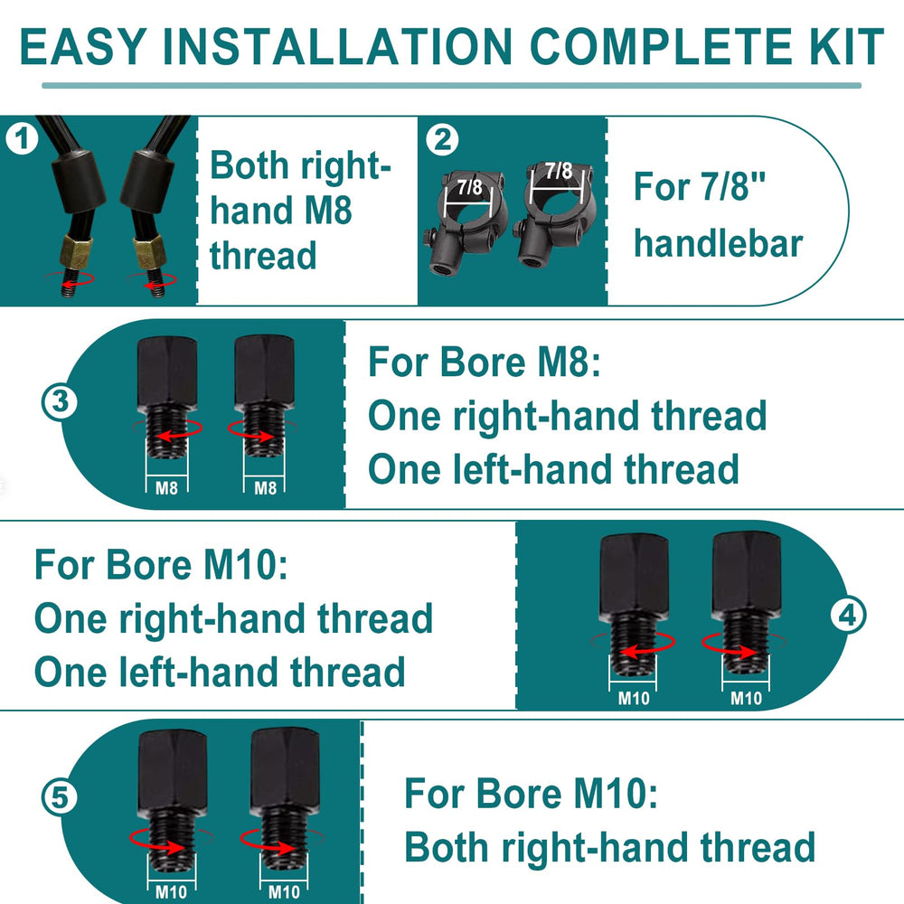QYMOTO installation kit includes clamps and adapters for quick, tool-free setup.