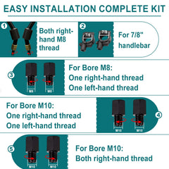 QYMOTO installation kit includes clamps and adapters for quick, tool-free setup.