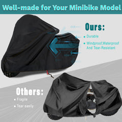 QYMOTO CT200U mini bike cover material closeup on rugged 420D fabric