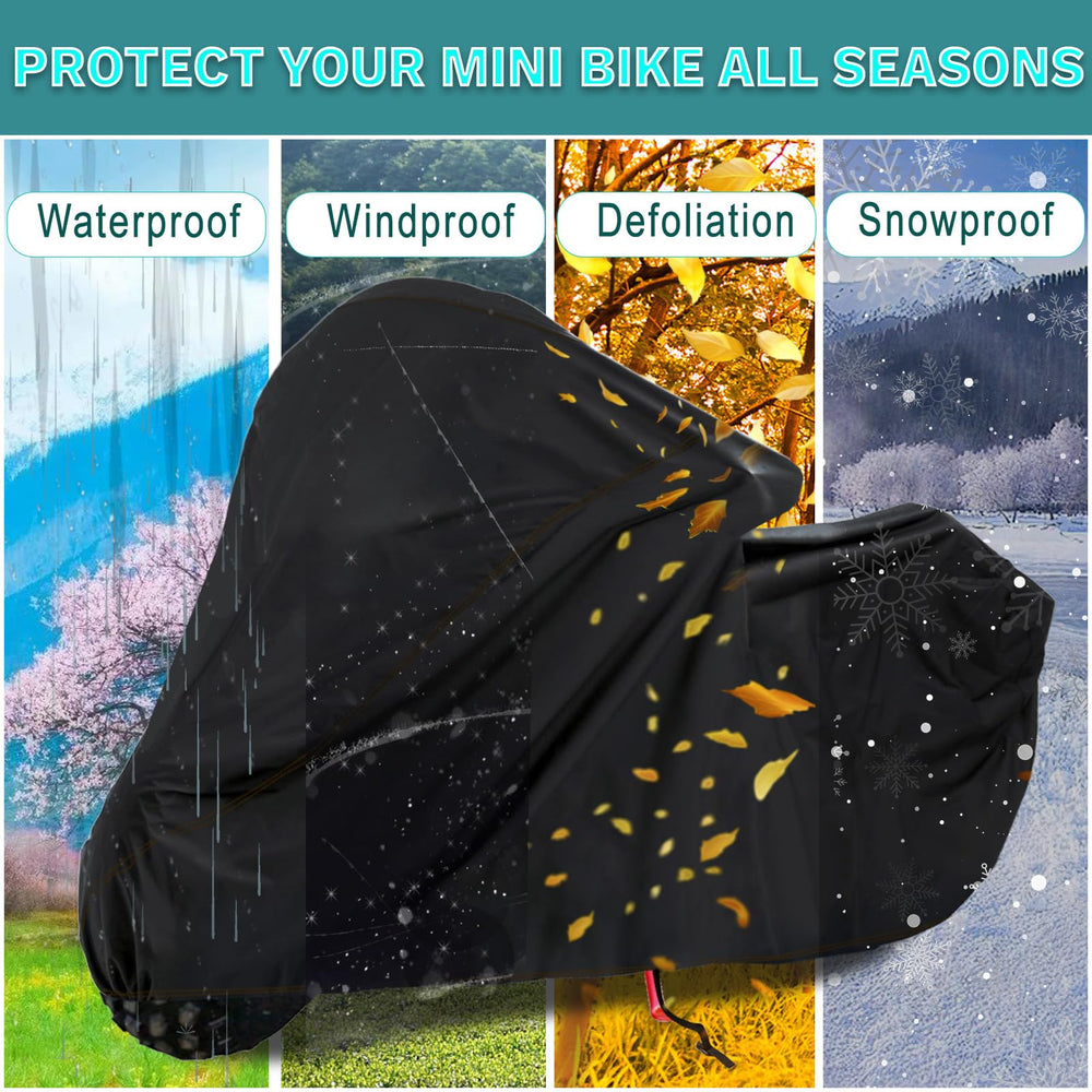QYMOTO CT200U mini bike cover rear view demonstrating complete wrap