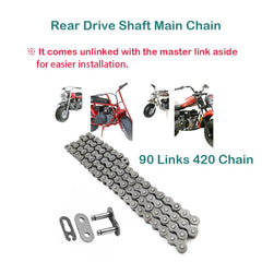 QYMOTO CT200U rear drive chain on bike demonstrates rugged, long-lasting linkage.