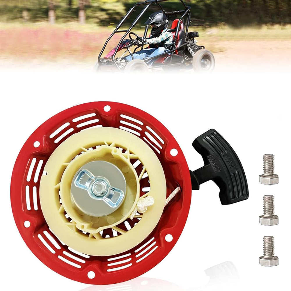 QYMOTO KT196 recoil starter assembly with secure mounting and easy grip pull