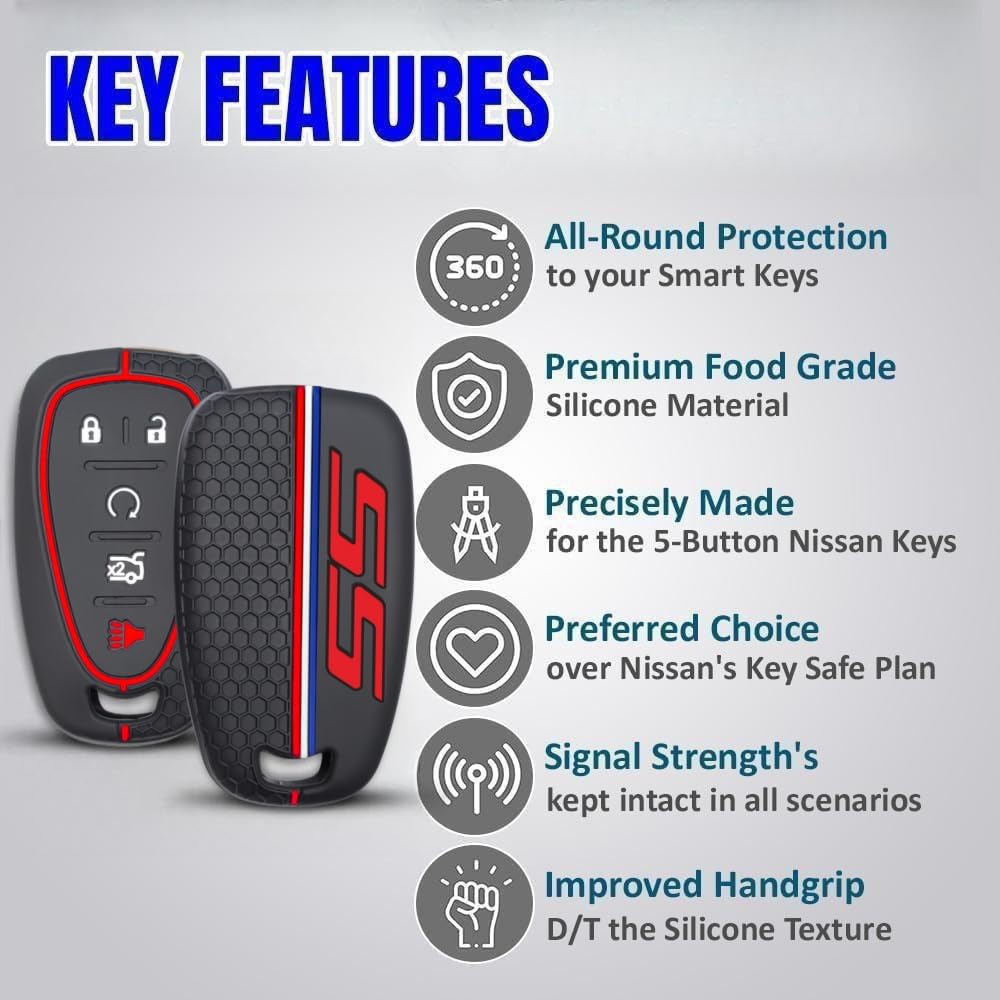 QZXIAOGU SS Emblem key fob cover back view showing full protection against scratches and dust