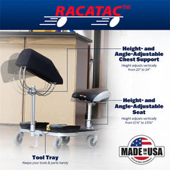 Racatac seat-height-adjustment 11.5-15.5in provides ergonomic working height.