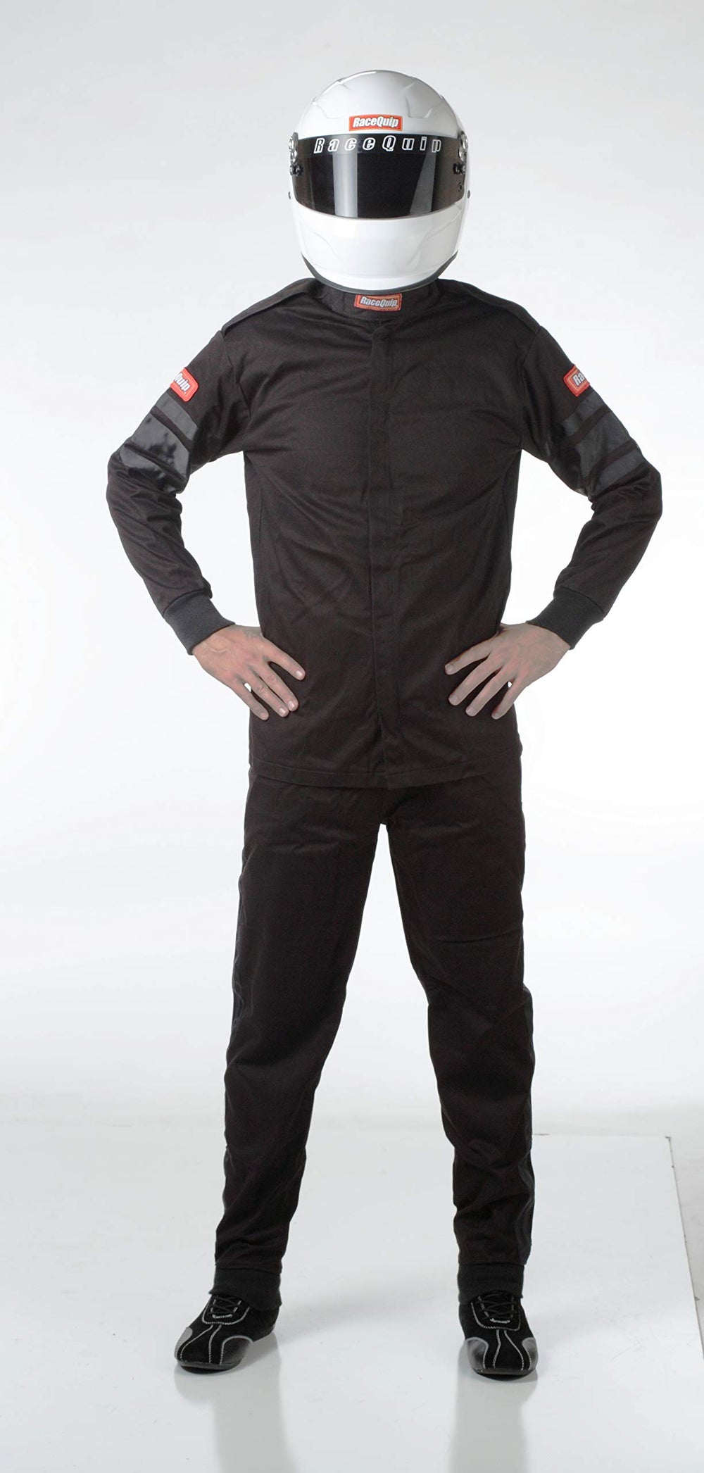 RaceQuip 111005RQP driving jacket back view with high collar and epaulets for protection