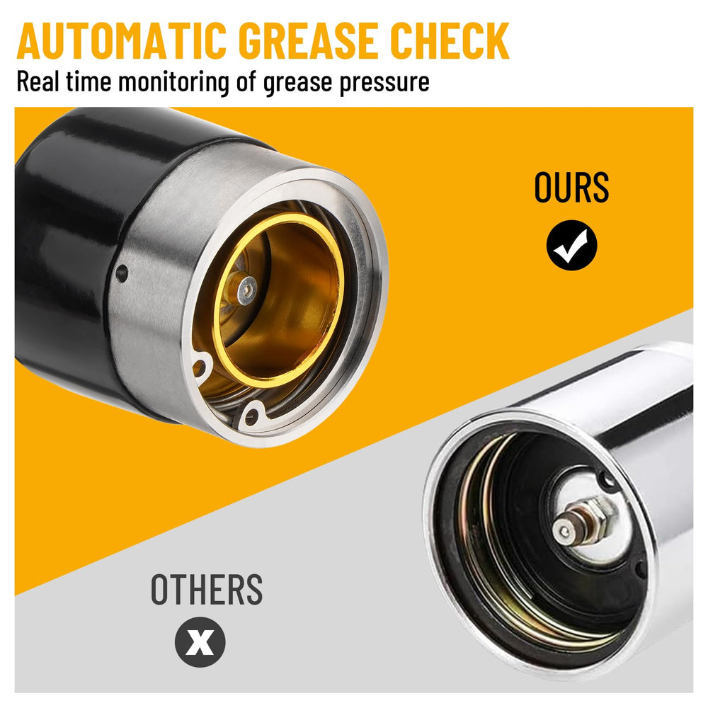 Racewill automatic grease check piston demonstrates real-time lubrication monitoring.
