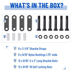 Racewill bolts and locking nuts (12 pcs) resist corrosion for durable assembly.