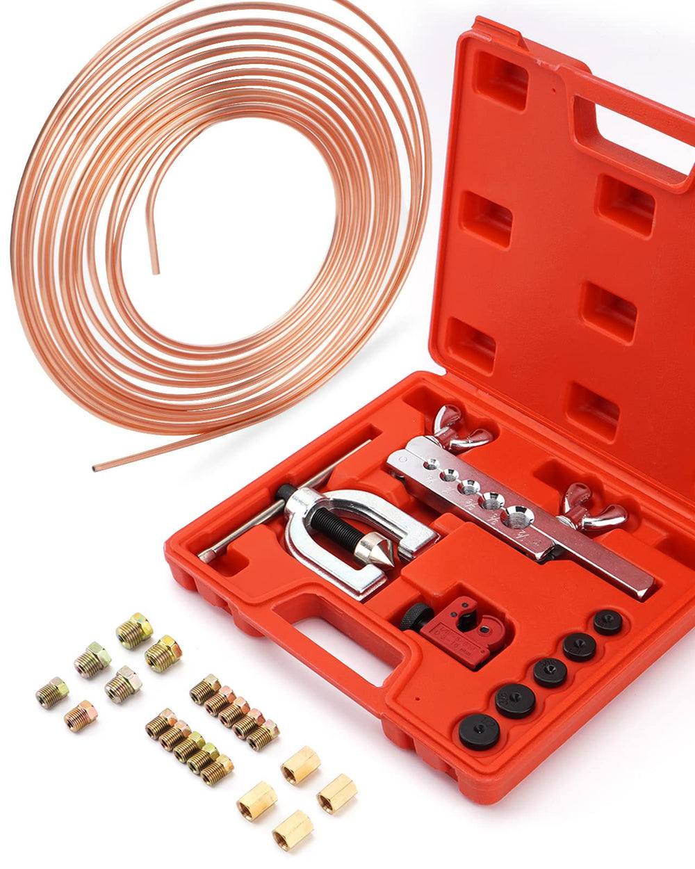 RaceWill 25 ft brake line kit laid out for versatile automotive installations.