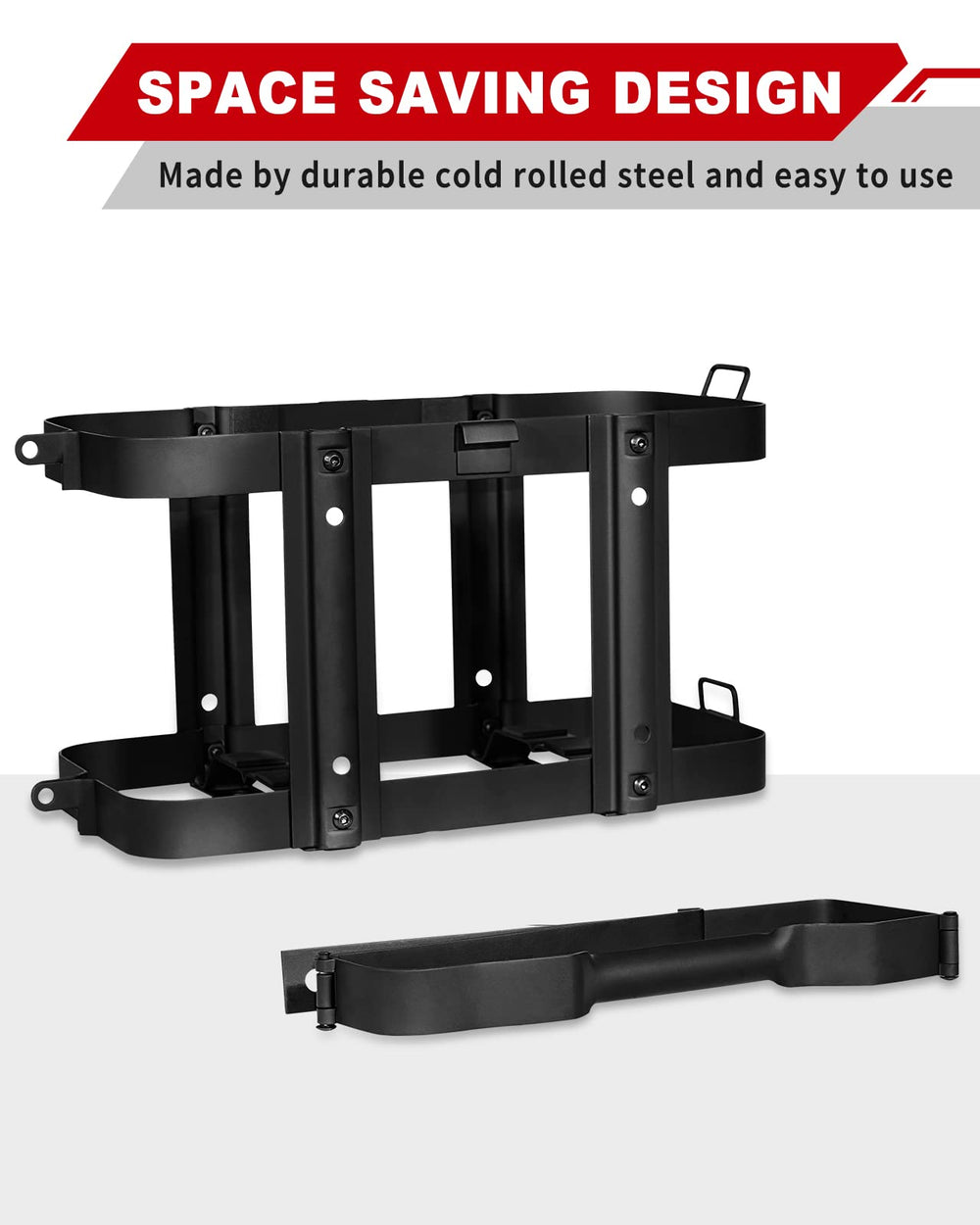 Racewill black powder coating protects against rust in rugged use.