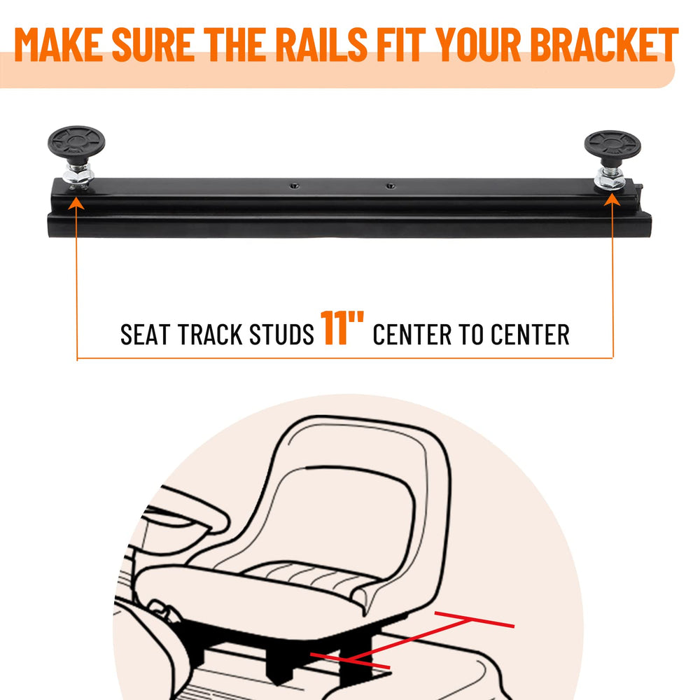 Racewill Universal seat rails suitable for go-kart and lawnmower seats.