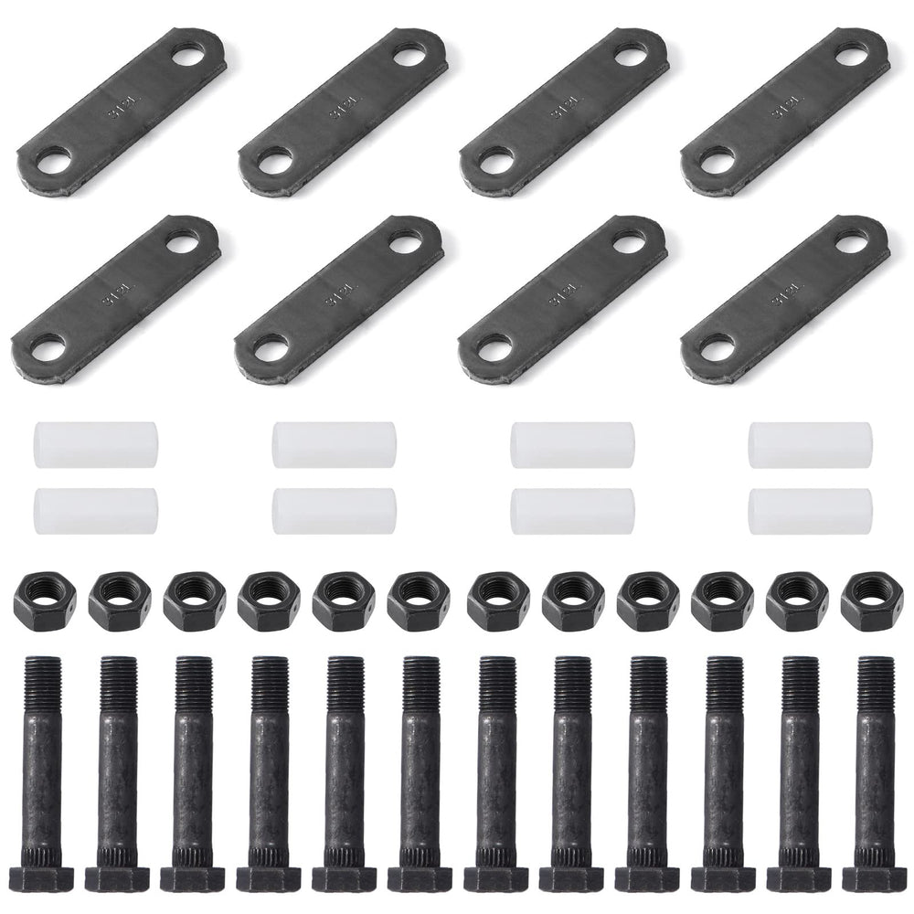Racewill trailer shackle kit for double eye springs, rugged outdoor use.