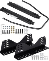 Racewill universal racing seat bracket with slider showing adjustable mounting for multiple brands.