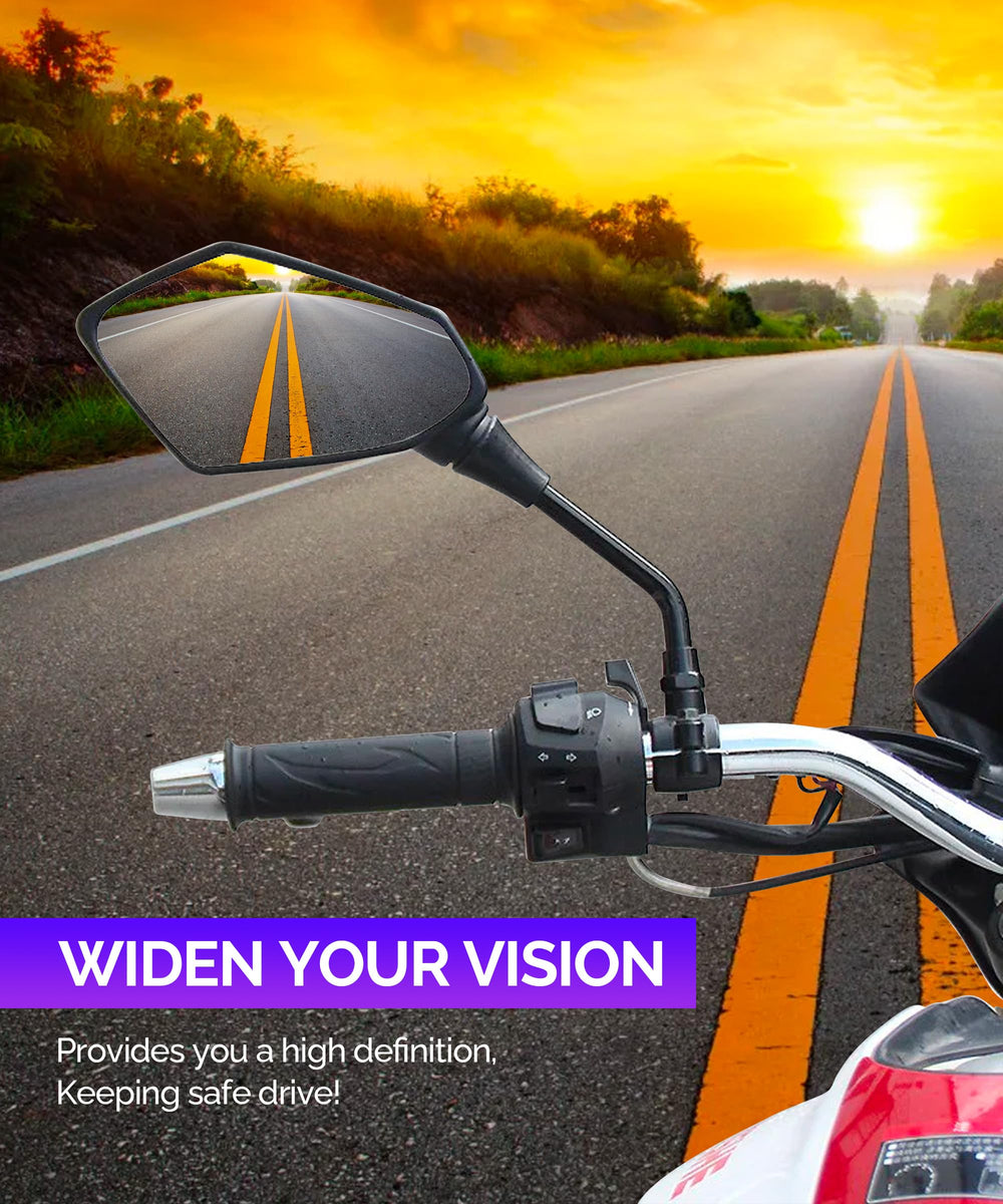 RACOONA convex glass offers wide-angle rear and side visibility.