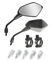 RACOONA handlebar mirrors provide a clear rear view for safe riding.